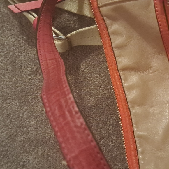Authentic Coach leather large purse tan leather with pink and red accents! - Picture 8 of 12
